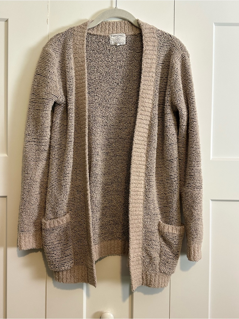 Absolutely - Cozy Open-Front Cardigan Sweater in Beige Taupe